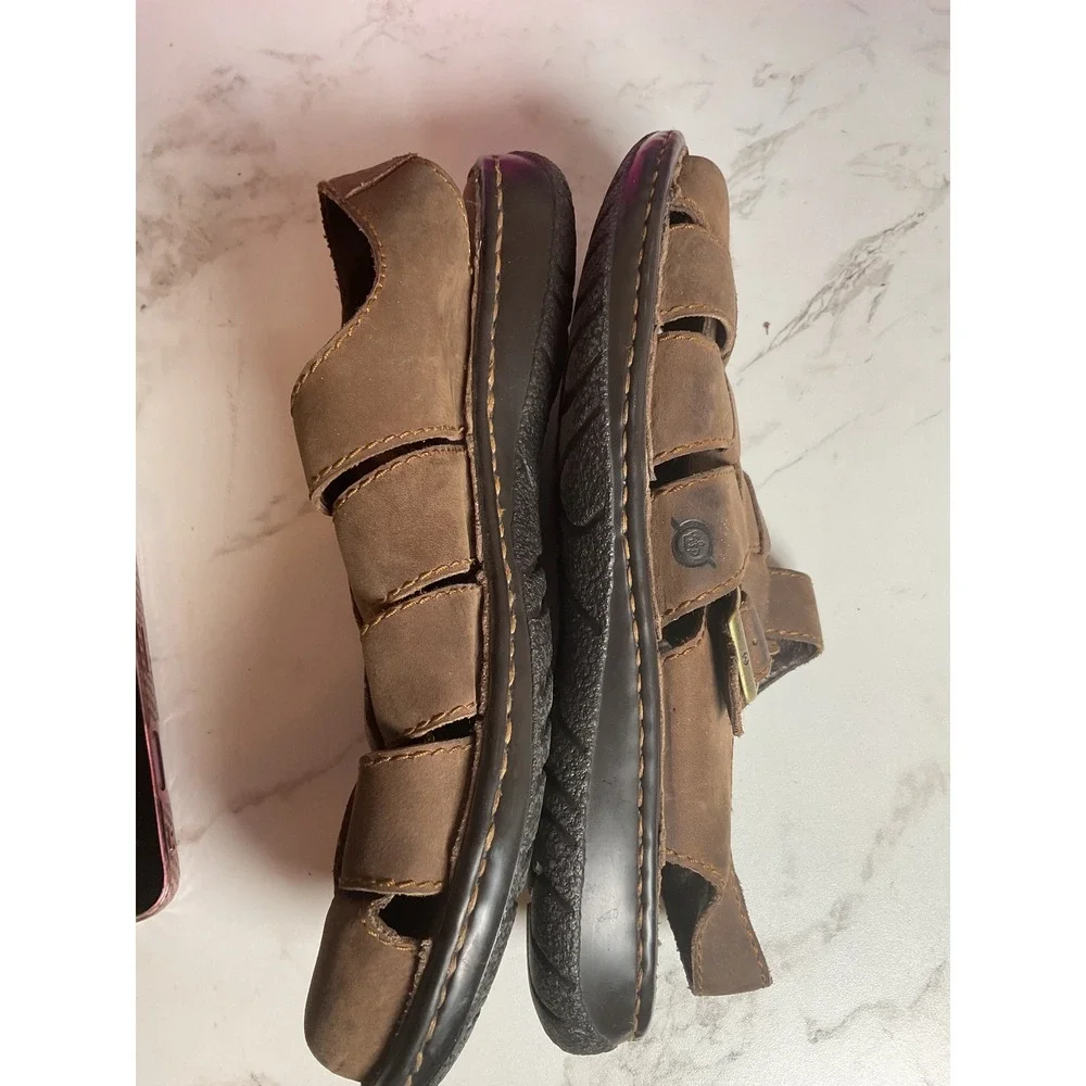 Born Colby Fisherman Sandals Mens 10 Brown Leather Caged Buckle H12722